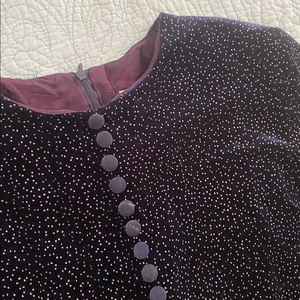 Vintage Navy Velvet Long Sleeve Top